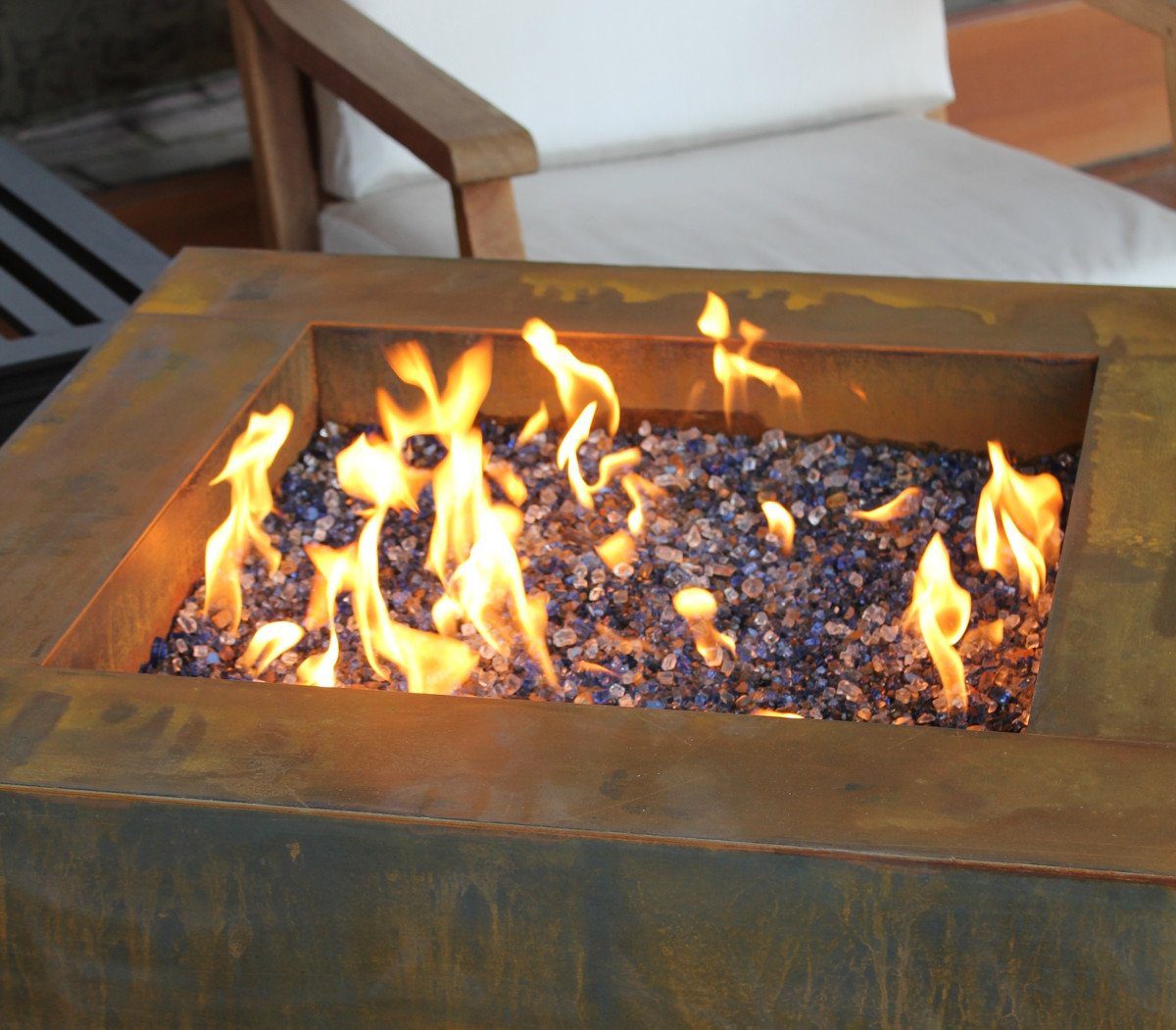 Modern Fire Pit - Cor-Ten Steel Square