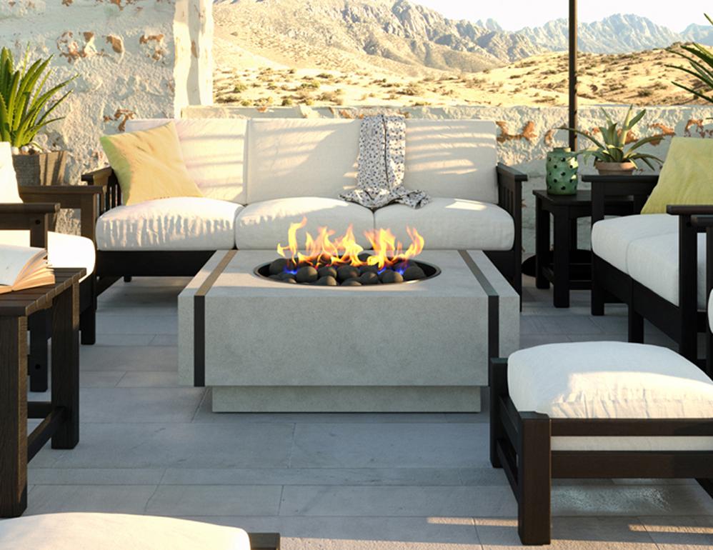 Modern Fire Pit - Cronus - Square Concrete Fire Pit