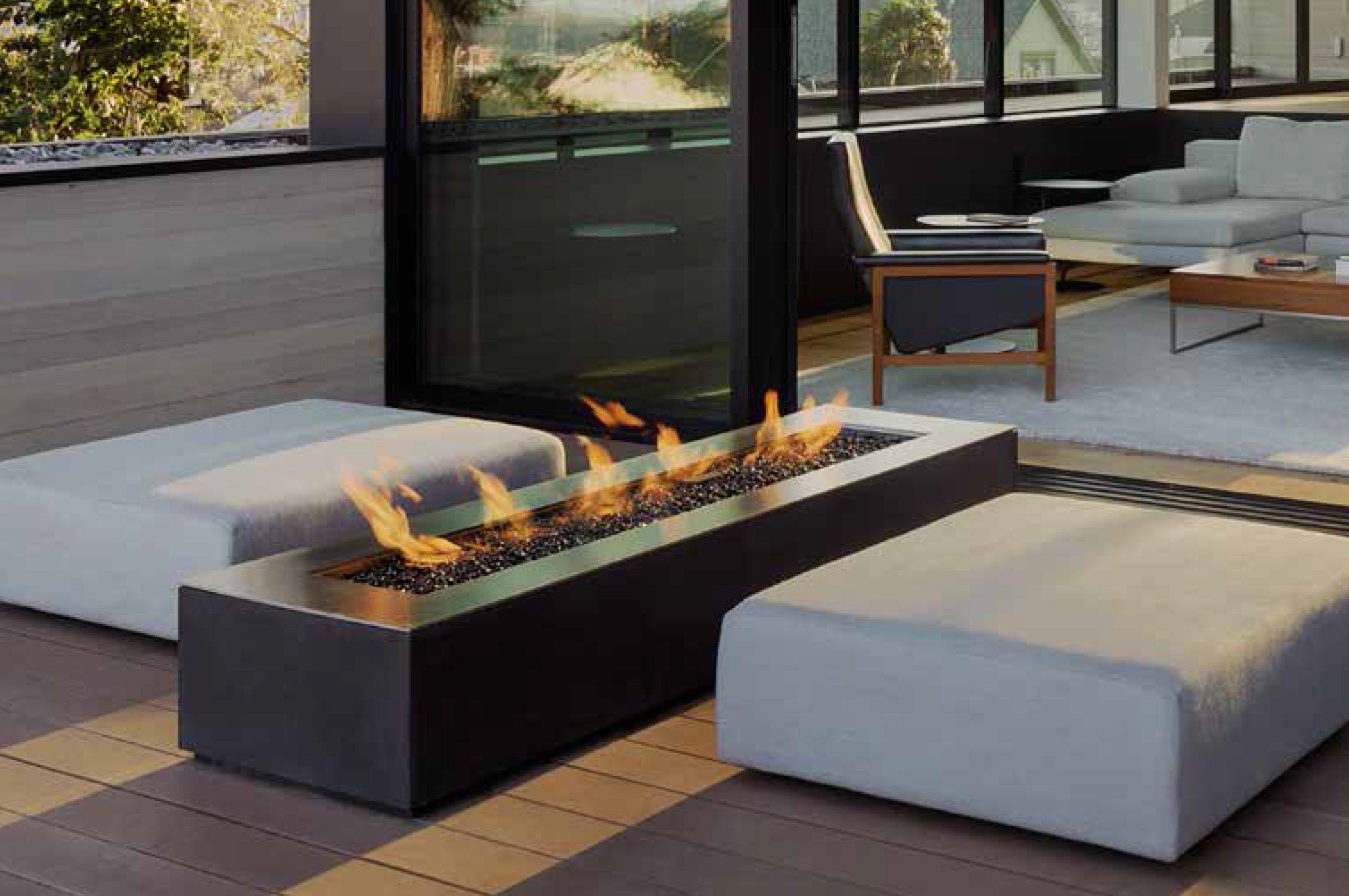 Modern Fire Pit - Robata - Linear Concrete