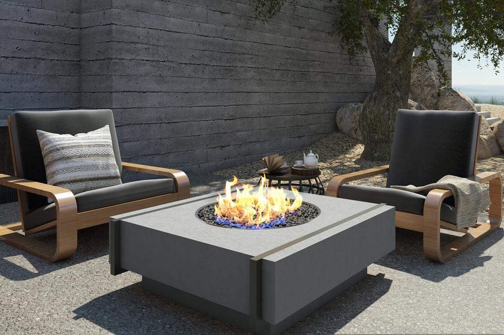 Modern Fire Pit - Cronus - Square Concrete Fire Pit