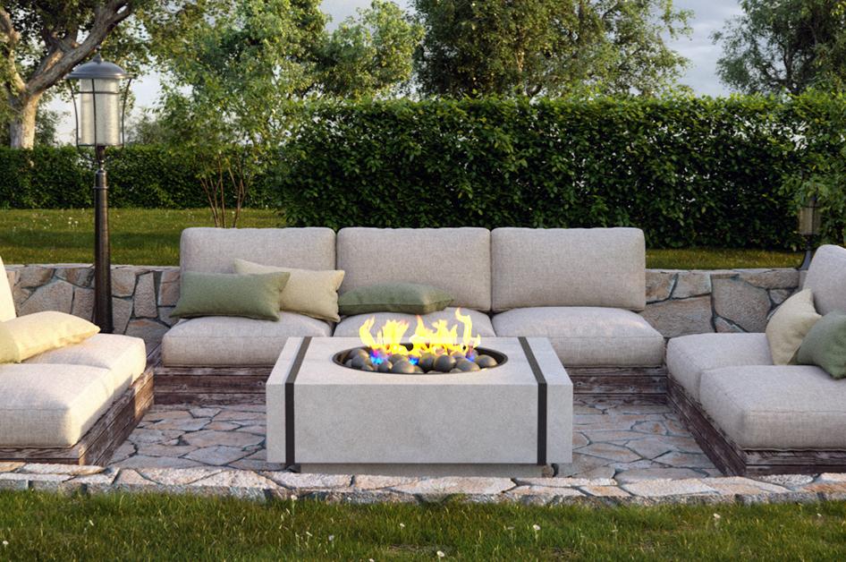Modern Fire Pit - Cronus - Square Concrete Fire Pit