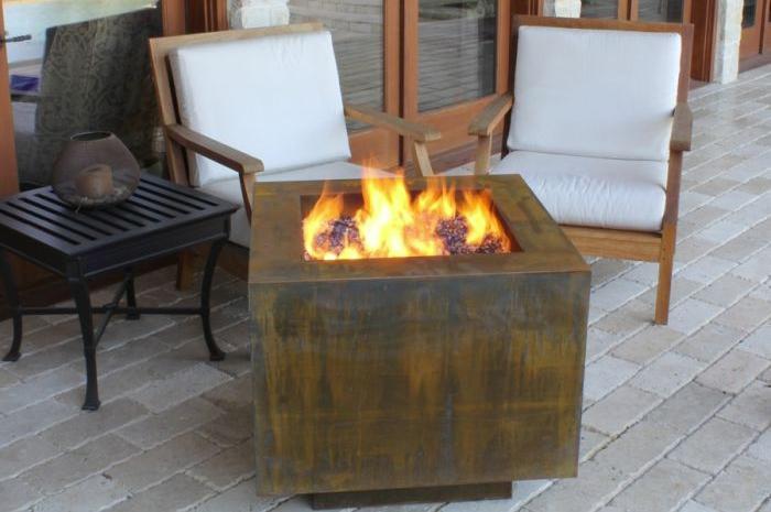 Modern Fire Pit - Cor-Ten Steel Square