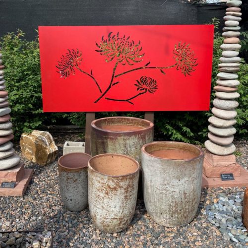 RED FLORAL OUTDOOR WALL ART