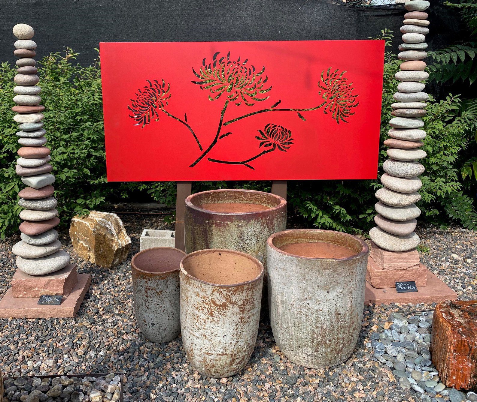 RED FLORAL OUTDOOR WALL ART