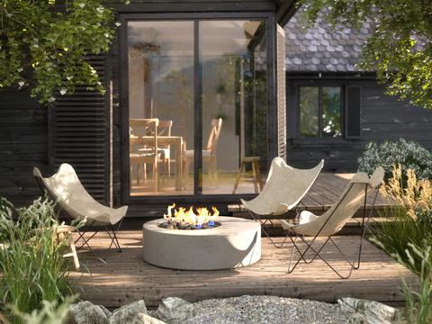 chairs around fire pit