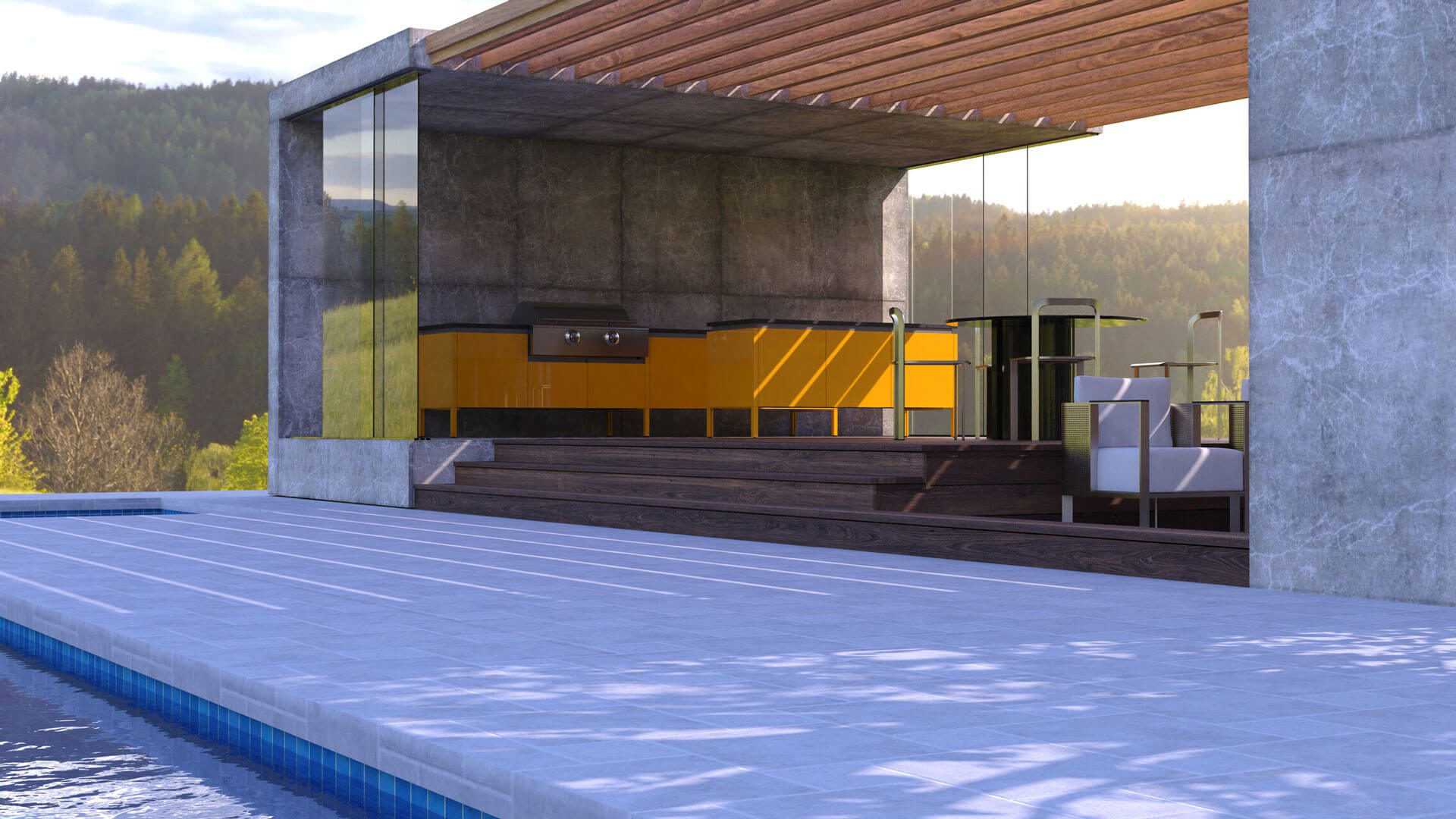 Elements Yellow outdoor kitchen