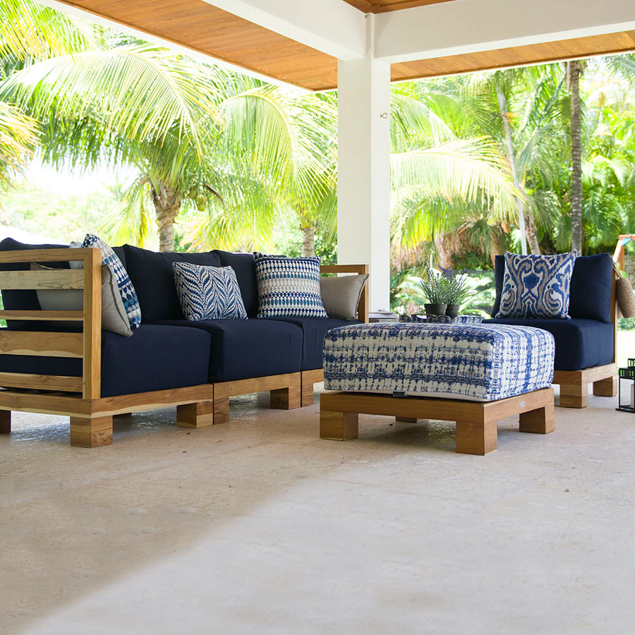 blue outdoor ottoman