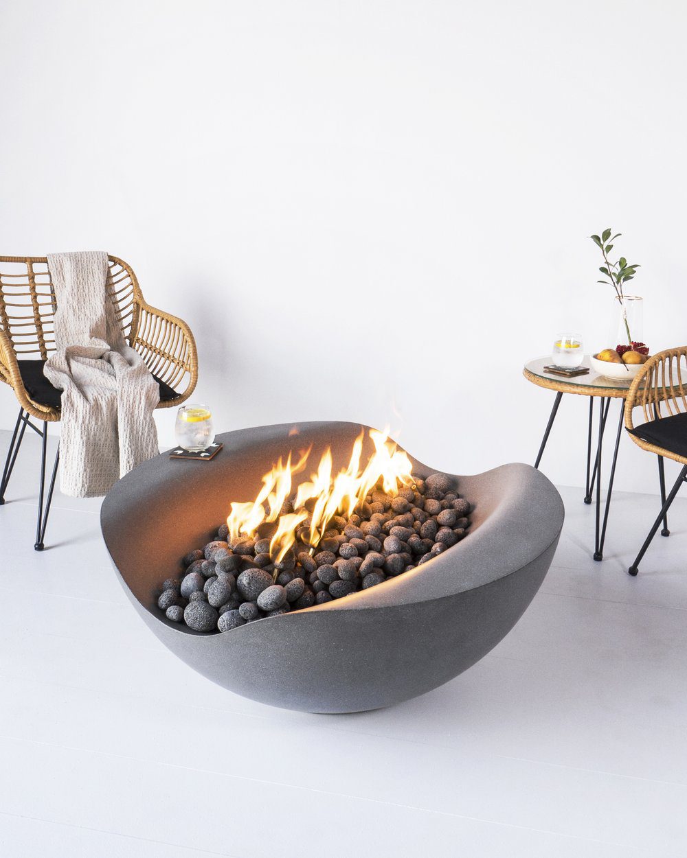outdoor concrete fire bowl