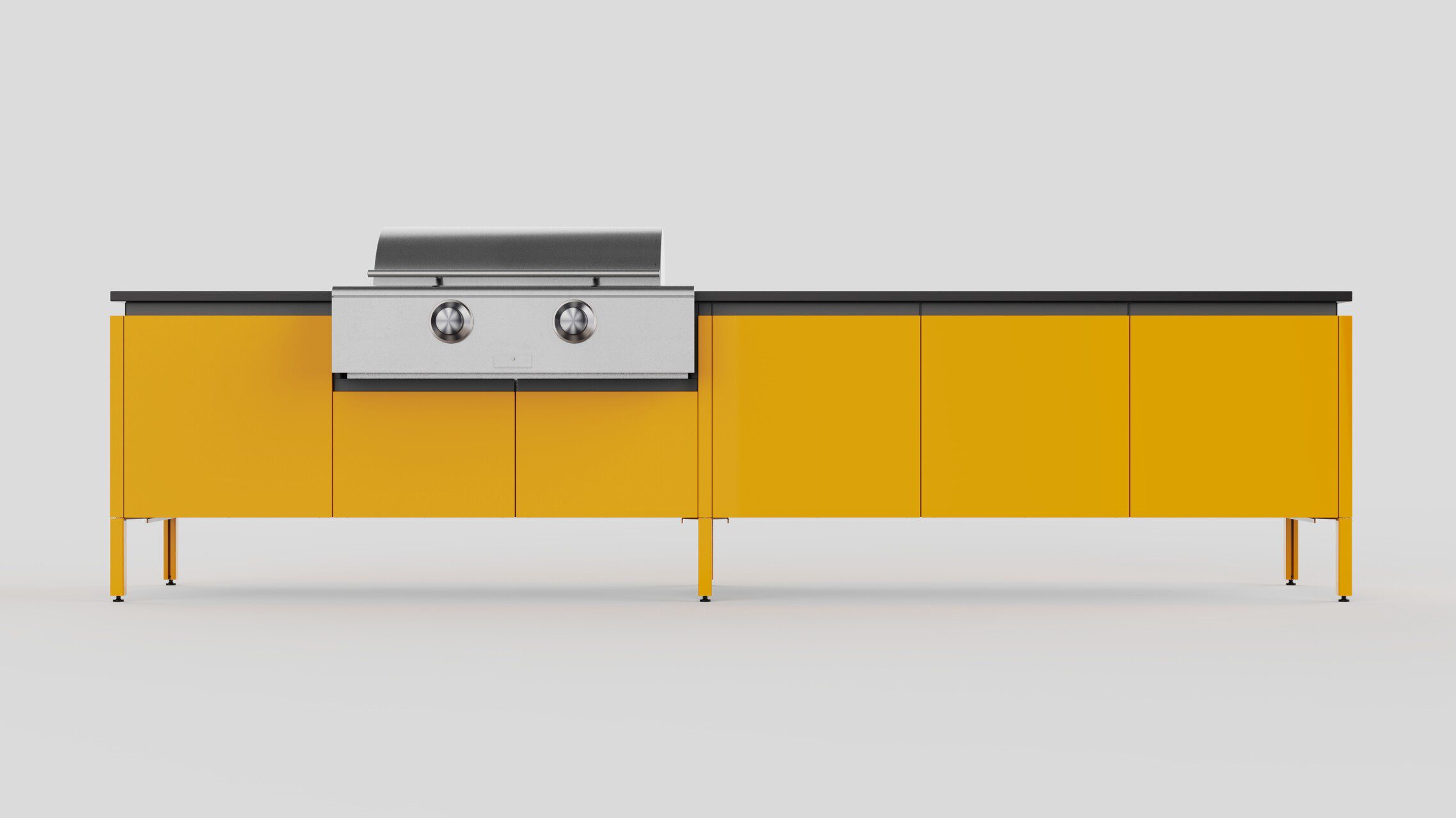 yellow outdoor kitchen