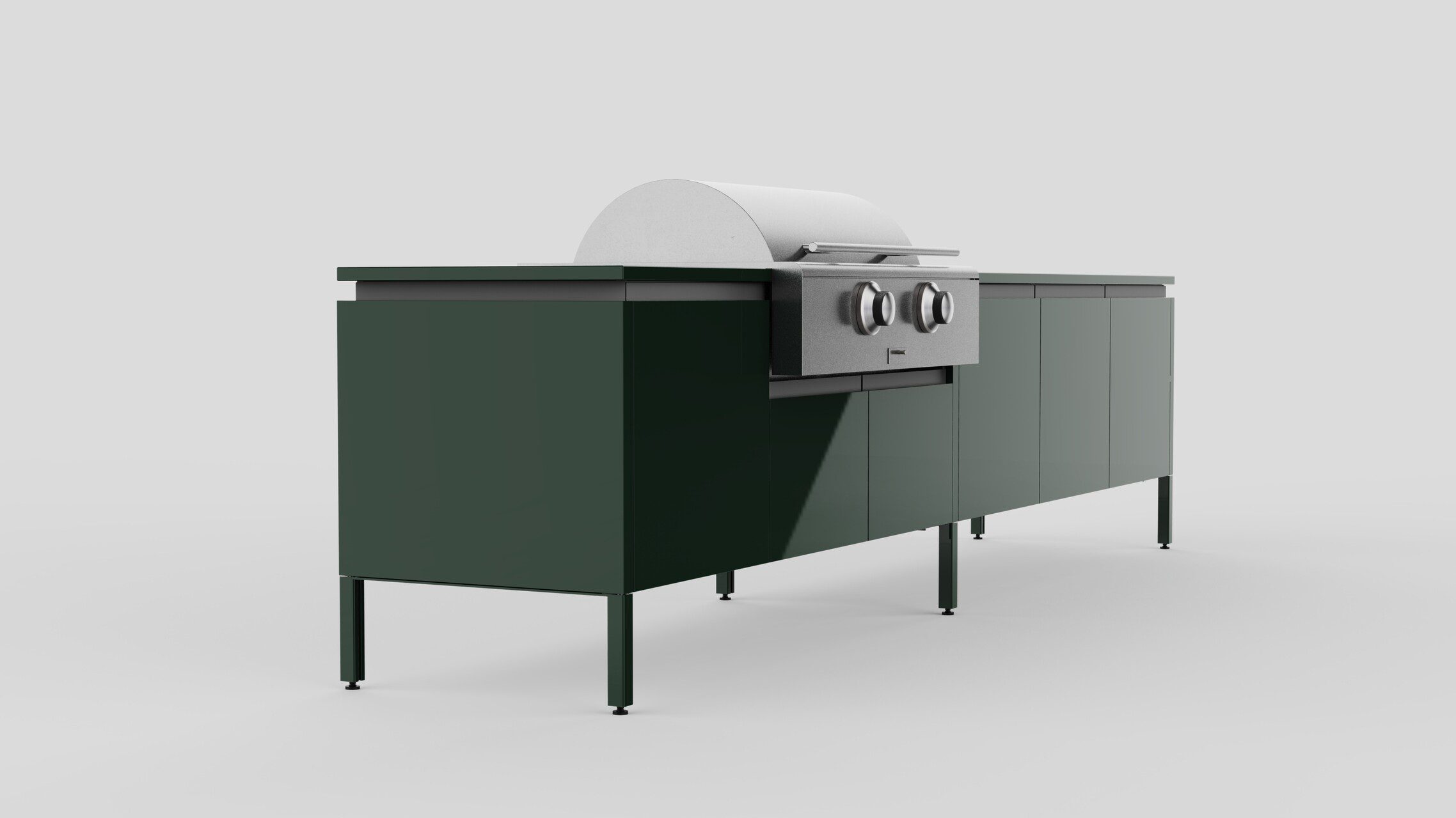 forest green outdoor kitchen
