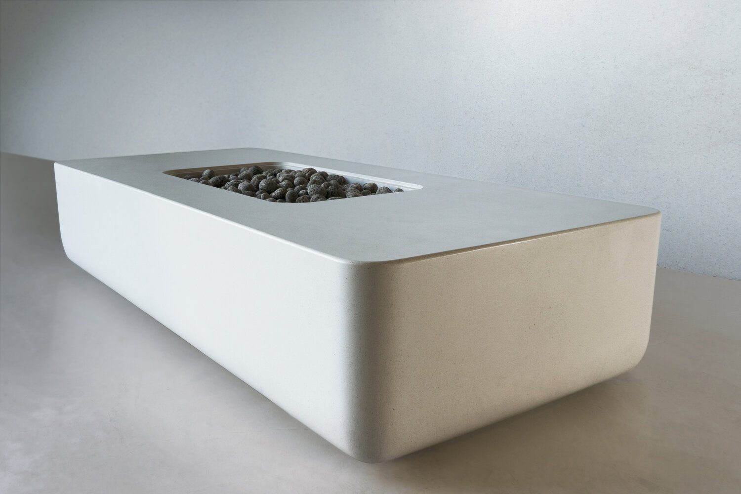 sleek concrete fire pit