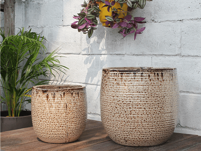 tan ceramic planter